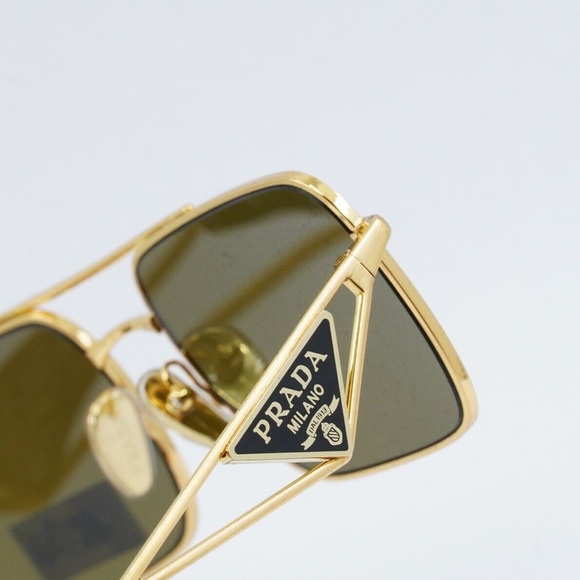 NEW PRADA SQUARE PR A52S 15N01T SUNGLASSES PRA52S 15N01T GOLD SPR A52 WOMEN - Picture 5 of 6